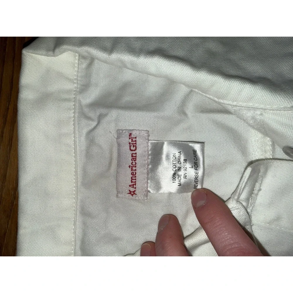 American Girl Kids White Denim Jacket‎ Flower Embroidery Size Large